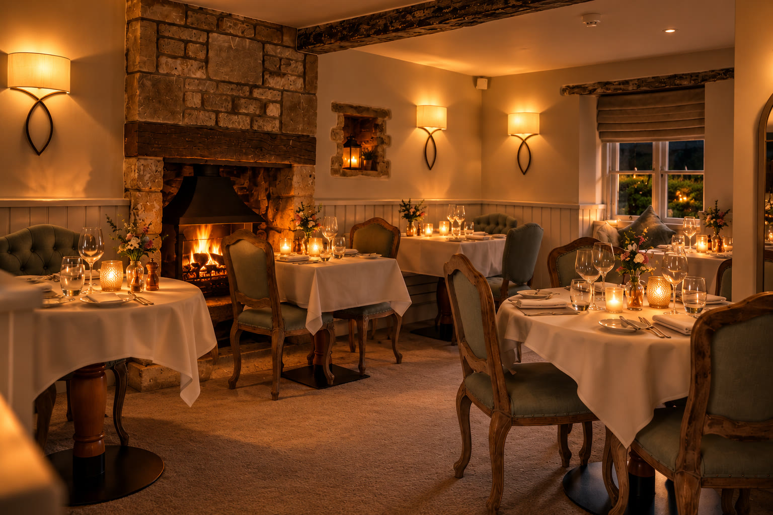 Two AA rosettes, by the fire